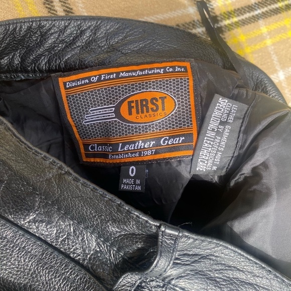 First Classics Pants - First Classics Classic Leather Gear Black Straight Fit Leather Pants